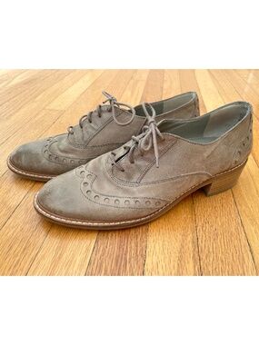 Paul Green gray leather oxford shoes, women's size 8